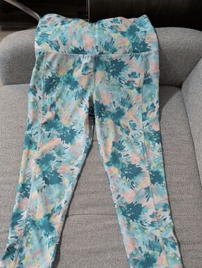 Comfort High-Rise Printed Leggings - Teal Multi